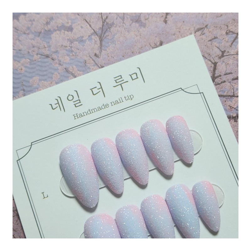  Pink Blossom ·͜· Handmade Nail Tip - Short Oval