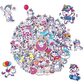 Pack of 50 Funny Unicorn Stickers Set, Cute Unicorn Stickers, Waterproof Vinyl Stickers, Aesthetic Stickers, Scrapbook (Unicorn Shape, Style 1)