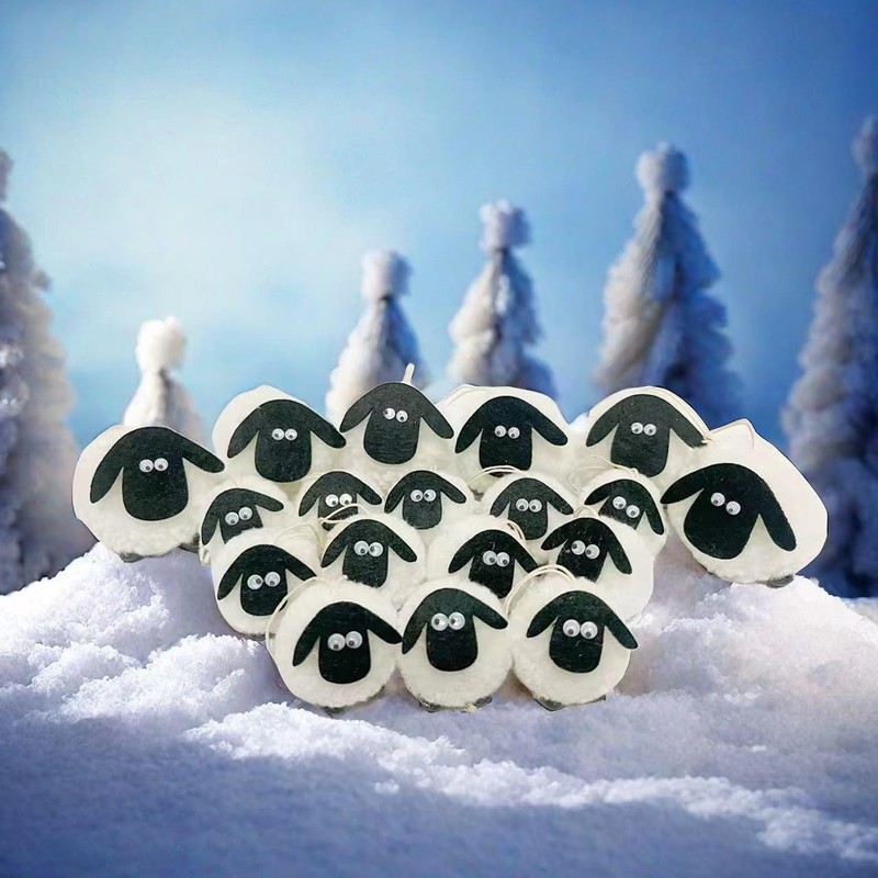 AUTMORAN 18Pcs Cute Sheep Ornaments Hanging Decor,Holiday Tree Decorative Lamb