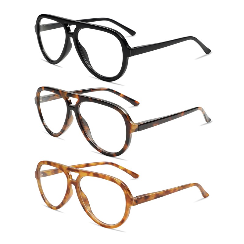 AMOMOMA 3 Pack Retro Aviator Reading Glasses for Women Men,Classic