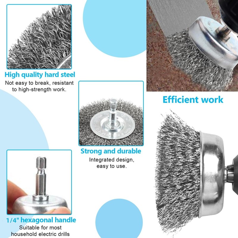 21Pcs Wire Brush for Drill Set for Drill 1/4 Inch