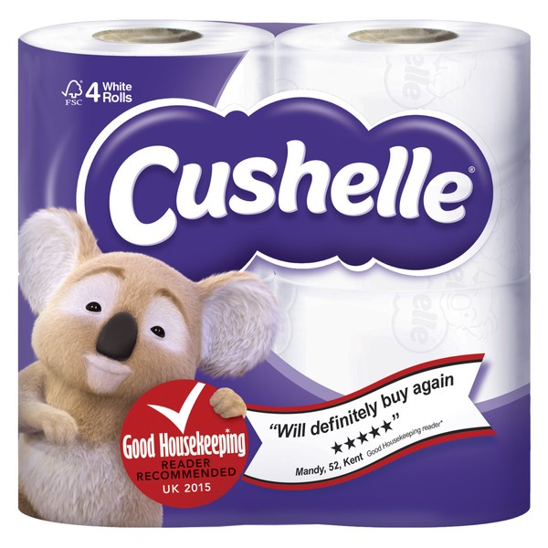 Cushelle Cushelle Toilet Tissue Roll, White - Pack of 4,