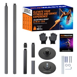 Runmaster Premium Spinning and Static Dance Pole Kit - Portable 45mm Exercise Pole for Club, Party, Home Use - Easy Assembly, Sturdy Steel Construction with Silicone Rubber Protection - Black