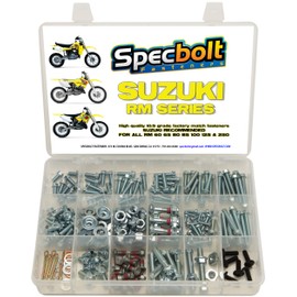 250pc Specbolt Suzuki RM Two Stroke Bolt Kit for Maintenance & Restoration of MX Dirtbike OEM Spec Fastener RM60 RM65 RM80 RM85 RM100 RM125 RM250