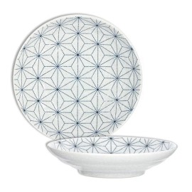 Made in Japan SET of 2 Japanese Dinner Serving Plates Dish 9"D Porcelain Asanoha Made in Japan