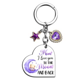 Mother's Day Gift for Mom Cool Keychain Gift for Moms Birthday from Daughter Son Moon Keychain Cute Bear Gifts Unique Mother's Day, Birthday, Christmas Gifts for Mom I Love You Key Chain