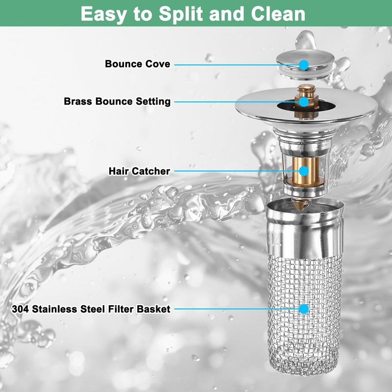 M METERXITY 3-Pack Bathroom Sink Stopper Hair Catcher, Bathroom Sink