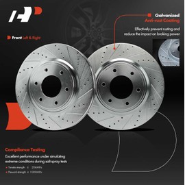 A-Premium 13.77 inch (349.80mm) Front Drilled and Slotted Disc Brake Rotors Compatible with Select Nissan & Infiniti Models - Armada 2007-2014, TITAN 2008-2019, QX56 2007-2010, 2-PC Set