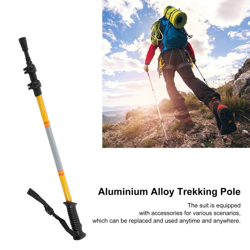Three Sections Aluminum Alloy Alpenstock Corrosion Resistance Telescopic Trekking PoleGold