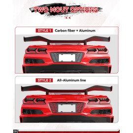 Rear License Plate Frame Fit for Corvette C8 Z06 E-Ray 2023-2025 Glossy Aluminum and Black Carbon Fiber License Plate Frames