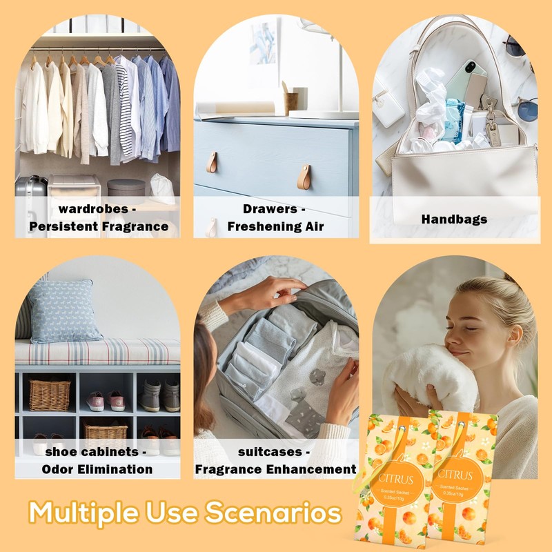 SCENTORINI Scented Sachets for Drawers and Closets, Citrus Scent 14