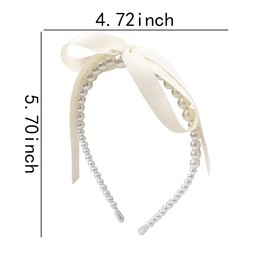 Pearl Headband with Bow Hair Band for Women Pearl Bowknot Headband Hairband for Girls Ribbon Bow Headband for Women Non Slip Headband for Thick Thin Hair Accessories for Women Bow Costume Accessories
