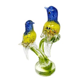 JRose Collections Colourful Glass Birds Ornament – 22x15cm Decorative Art Glass Sculpture for Home & Office
