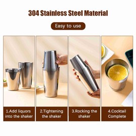 Tudaheuiy 14pcs Barkeeper Kit Bar Set, Cocktail Shaker Set Edelstahl Bar Set Silber Cocktail Set Shaker Sieb Muddler Jigger Mixing Spoon Professional für Getränke Mixing Hom