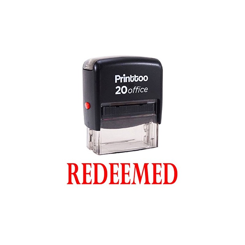 Printtoo Self Inking Rubber Stamp Office Stationary Redeemed Custom Stamp-Red