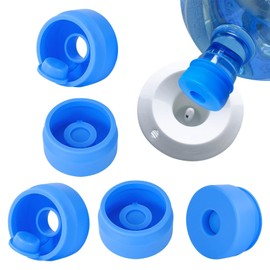 Gofriipai 3 and 5 Gallon Water Jug Cap, Silicone Reusable Replacement Cap, Non Spill Bottle Caps for 55mm Bottle Water Dispenser Caps - Pack of 5