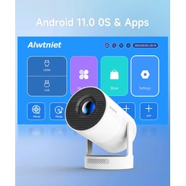 【Electric Focus】Mini Projector with WiFi 6 and Bluetooth 5.4, Smart Portable Projector 4k Support, 5W Soundbase Speaker, Auto Keystone 180° Rotation, Home Outdoor Movie Proyector HY300Ultra