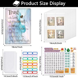 100 Envelopes Challenge Binder Money Saving Challenge Book for Money Saving, A5 Savings Binder Budget Planner with Cash Envelopes and Stickers,Verse Scripture Quotes on Purple Marble