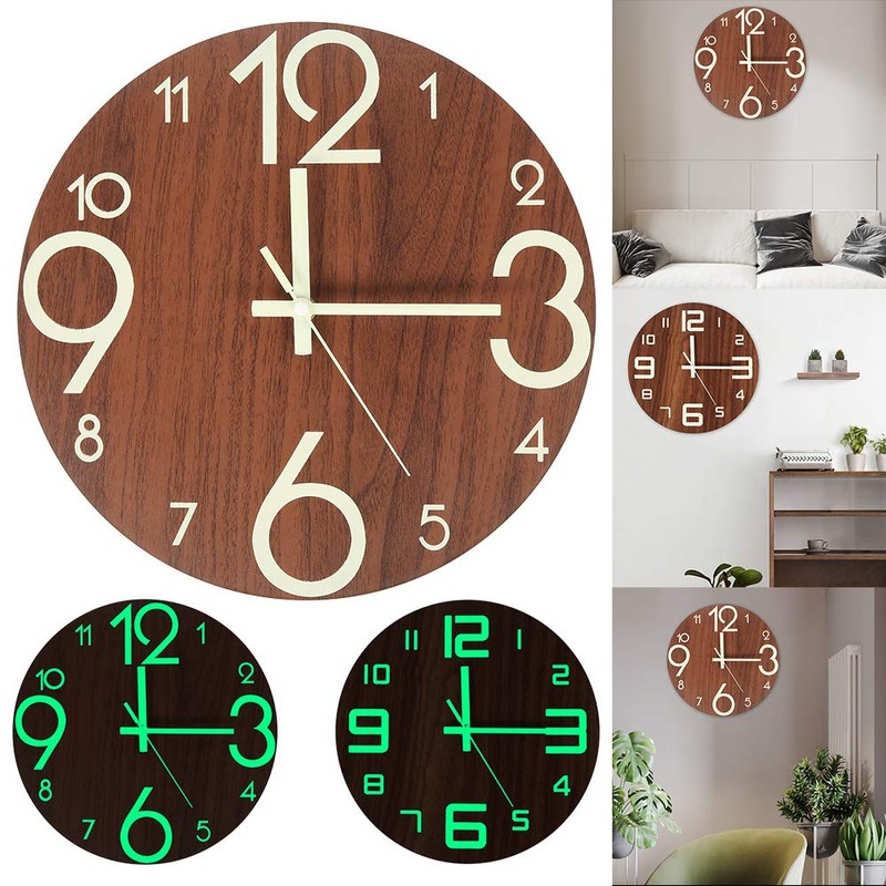 readygohigh Wall Clock, Wooden Wall Clock, Wooden Point, Natural Wood,