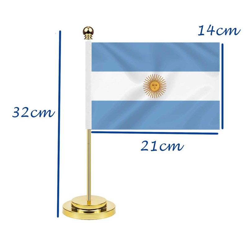 Argentina Desk Flag,12 inch Tall Small Argentinians Indoor Banner,Tiny Printing
