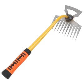 MOGADEE® Weeder 1 Piece, Weeder with Handle 40 cm, with 11 Teeth, 2-in-1 Weed Remover Device, Hand Weeder Stainless Steel Material, Joint Scraper with Handle, Garden Aid