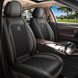 AOMSAZTO Car Seat Cover for Honda Crosstour 2012-2015 Full Set, Leather Car Seat Protector Waterproof, Non Slip Car Seat Cushion, Interior Seat Covers Automotive Accessories - Black&Grey