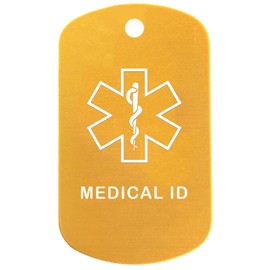 Custom 2 Pack - Medical Id Medical Alert ID Necklaces with Gold Custom Tags, Red/White/Blue Silencers, and 30'' USA Chains