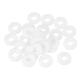 sourcing map 55Pcs M6 Nylon Flat Washers Plain Washer 6mm ID 18mm OD 1.5mm Thick Plastic Spacers for Screws Bolts Garden Faucet Plumbing Repair, White