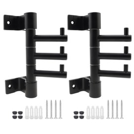 HOJLKLD 2 Packs Swivel Towel Hooks Wall Coat Rack with 3 Arms, Aluminum Alloy Towel Hooks for Bathrooms Swivel Coat Rack Hat Rack Wall Mount Key Holder (2, Black)