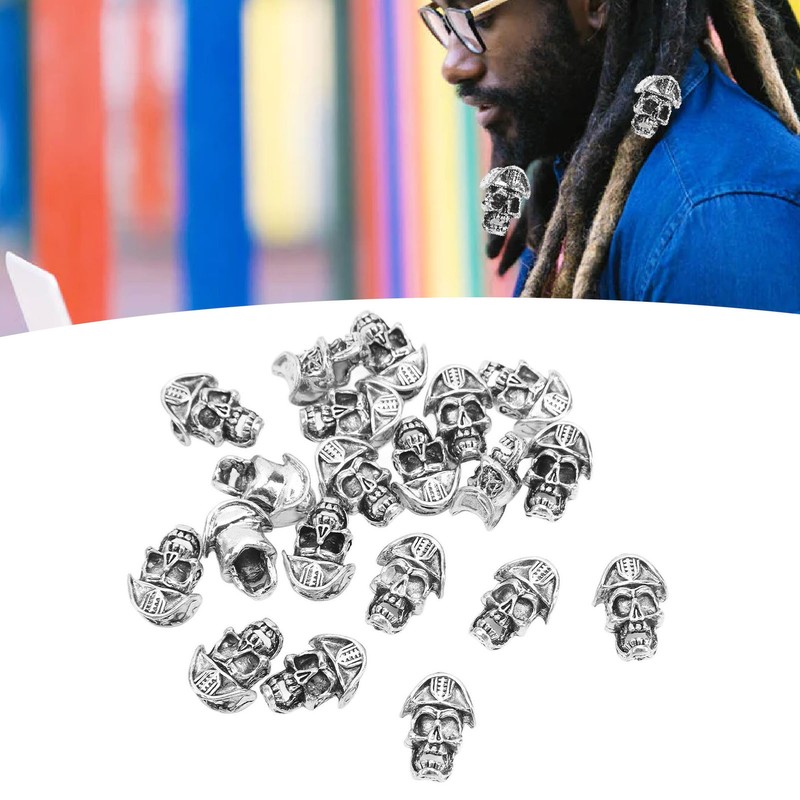 20PCS Beard Beads with Holes Dreadlock Ornaments DIY Vikings Beard