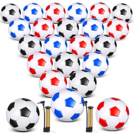 Jenaai 24 Pcs Soccer Ball Bulk with Pump, Red, Black, Blue, Size 4, PVC Material, 5.91 in Diameter