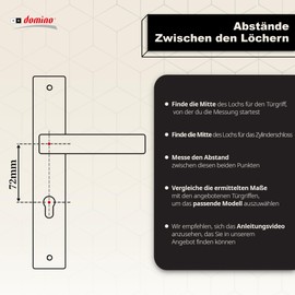 domino Door Handle 72 Handle Set PZ - Profile Cylinder Set | Door Handle for Room Door, Office Door, Cellar Door & Interior Door | L-Shape | Aluminium Door Fittings | Nickel Door Handle Set | BALLEN