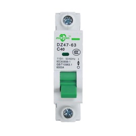ZGLEDUN AC Miniature Circuit Breaker, 1 Pole 40 Amp, 120/240VAC, 6kA Din Rail Mount Breaker with Thermal Magnetic Trip, DZ47-63 C40 1P, AC Solar MCB