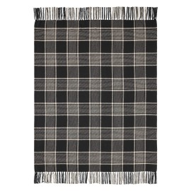 VHC Brands Eston Black Tan Plaid Throw 50x60 Cotton Blend VHC Brands