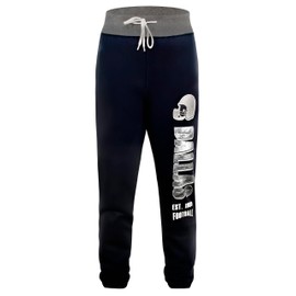 Geneisteck Womens Football Fans Sporty High Waist Sweatpants Athletic Lounge Tousers Jogger Pants - Navy & Grey Large