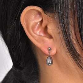 Stainless Steel Water Tear Drop Style Dangle Drop Earrings，Stylish earrings with temperament (Steel color, One size)