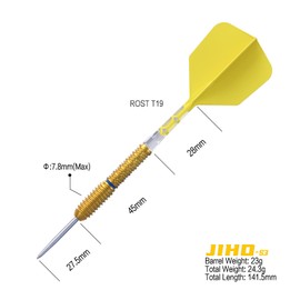 CUESOUL JIHO S3 23g Steel Tip 90% Tungsten Dart Set with Titanium Coating and Unifying Rust T19 Flight