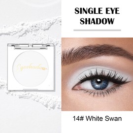 Jutqut Single Matte Eyeshadow Palette, Velvet Eye Shadow Compact Powder Primer Base Makeup, Fine Smooth Powder, Long-Lasting, Ultra-Blendable, Waterproof 14# White Swan