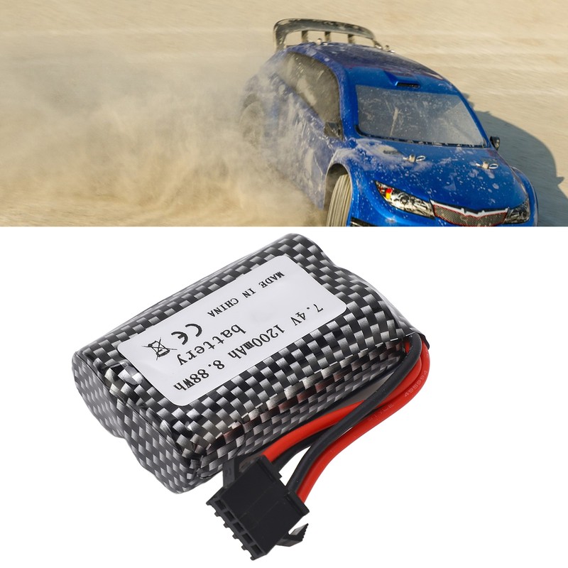 RC Lithium Battery 7.4V 1200mAh 8.88Wh with SM‑5P Plug Long