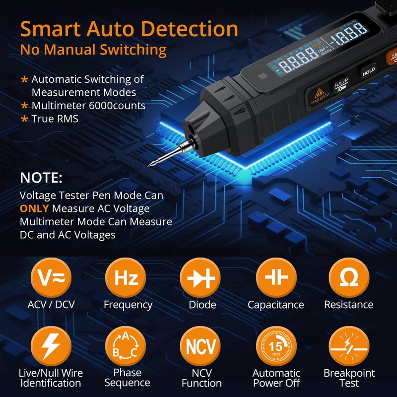 Neoteck 3 in 1 Pen Type Multimeter with Phase Sequence