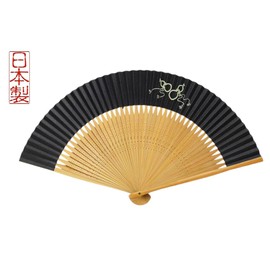 Kyoto Hand Fan, Gourd (Black), For Men, Made in Japan, Kyoto Men's, Paper Fan, Double-sided, Artisan, Handmade, Japanese Pattern, Black, 1 Piece, Black