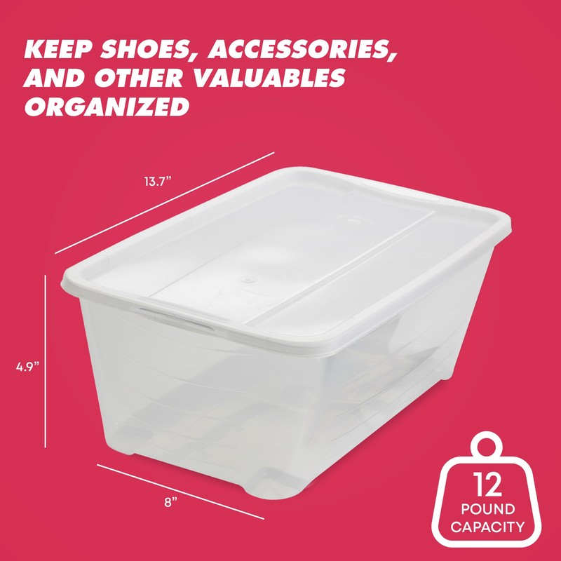 Life Story 10-Pack Plastic Storage Box, Stackable Shoe Organizer Tote