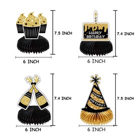 8 Pieces Happy Birthday Honeycomb Centerpieces Party Table Decorations Table Toppers for Birthday Party Supplies