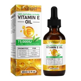 Vitamin E Oil for Skin, 75,000 IU Pure Vitamin E Oil for Face, Hair, Nail and Body Firming Plump Skin, Reduce Fine Lines and Scars, Non-GMO (Golden, 60 ml)