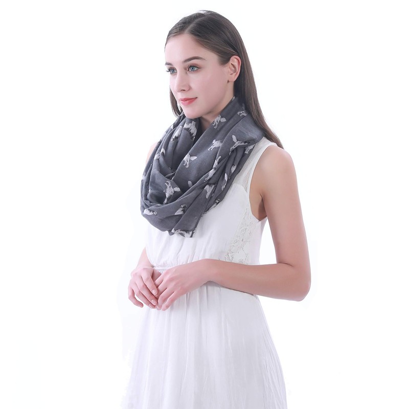 Lina & Lily Women's Loop Scarf Golden Retriever Dog, gray