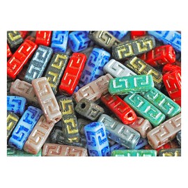 15 pcs Celtic Block Beads 15x5 mm, Czech Glass, Mix