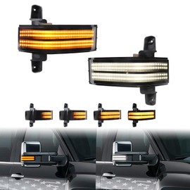 CYBORICH LED Side Mirror Turn Signal Light for Chevy Silverado GMC Sierra 1500 2500HD 3500HD 2014-2019 Sequential Amber Lamp Switchback White DRL Smoked Lens 2pcs