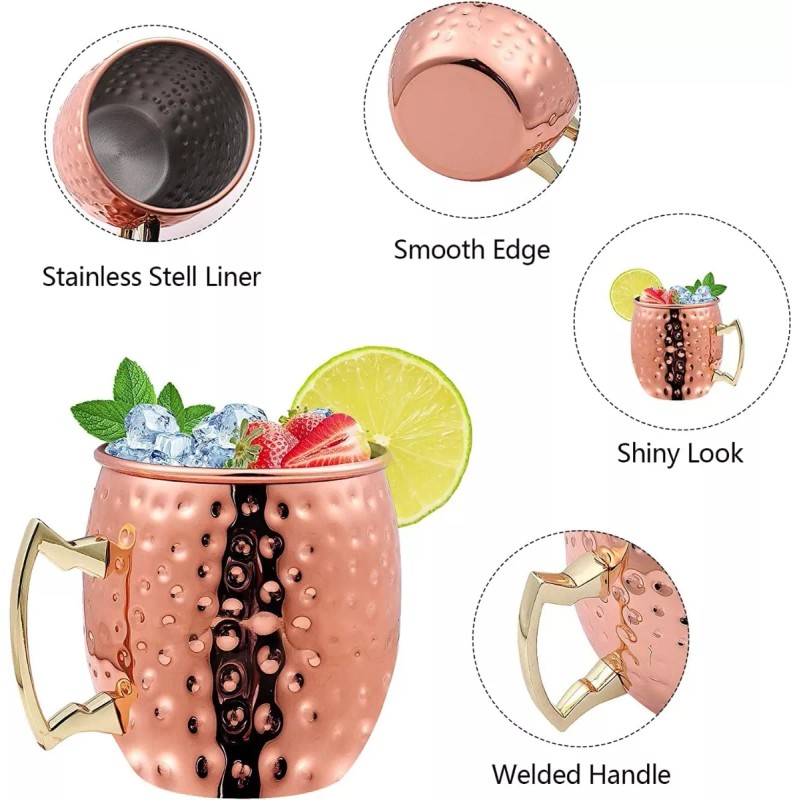 Baixi Moscow Mule 530ml Vaso Taza Cobre Coctelería Bartender Bar