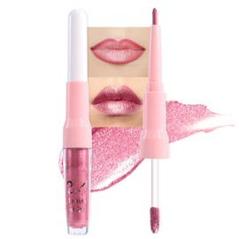 evpct Shimmer Liquid Lipstick Lip Liner Set Combo for Lasting Makeup, Hot Pink Metallic Lips Makeup Sets Dual-ended, Non Sticky Liquid Lipstick with Lipliner High Pigmented Waterproof for Women 12