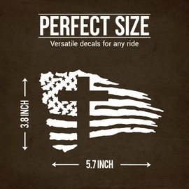 GRITKULTURE American Flag with Cross Vinyl Decal Sticker for US Christian Cars, Trucks, Laptops, Jesus Christ, Window Decal Sticker Police Thin Blue Line (White)